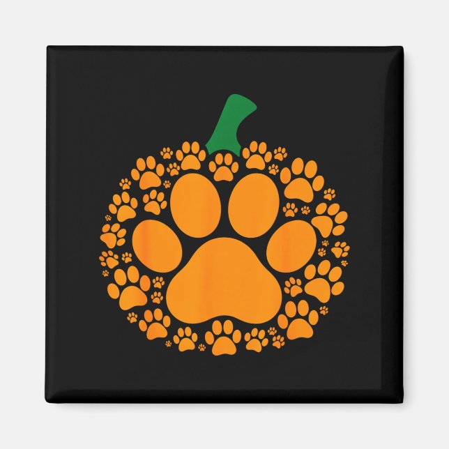Imán Funny Halloween Pumpkin Paw Print Dog Lover Cat  (Frente)
