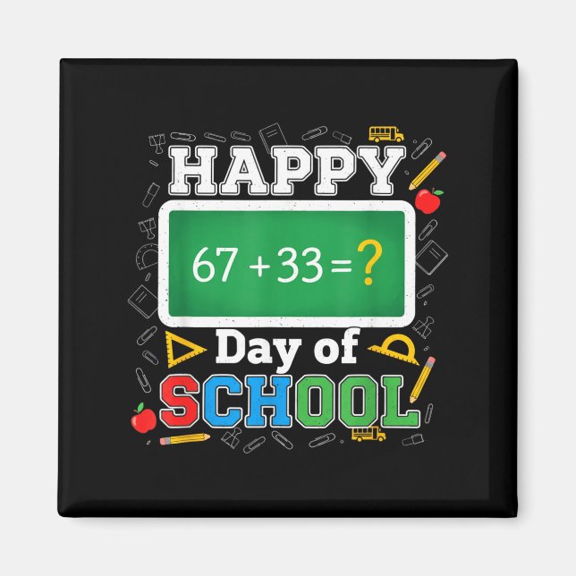 Imán Funny Happy 100 Days Of School Math Teacher Six Se (Frente)