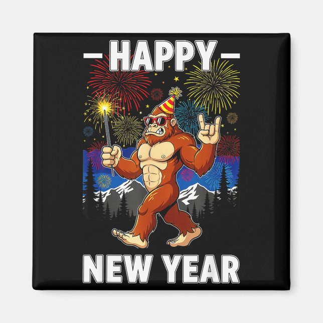 Imán Funny Happy New Year 2026 Bigfoot Lovers New Years (Frente)