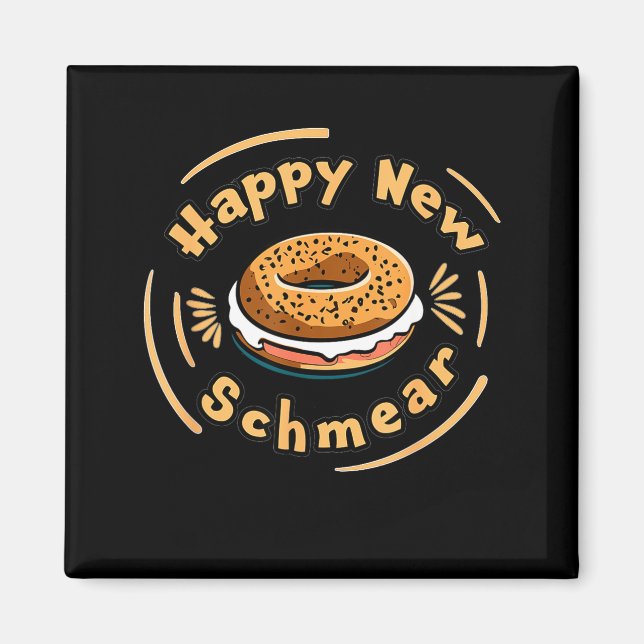Imán Funny Happy New Year Bagel &amp; Schmear Jewish Br (Frente)