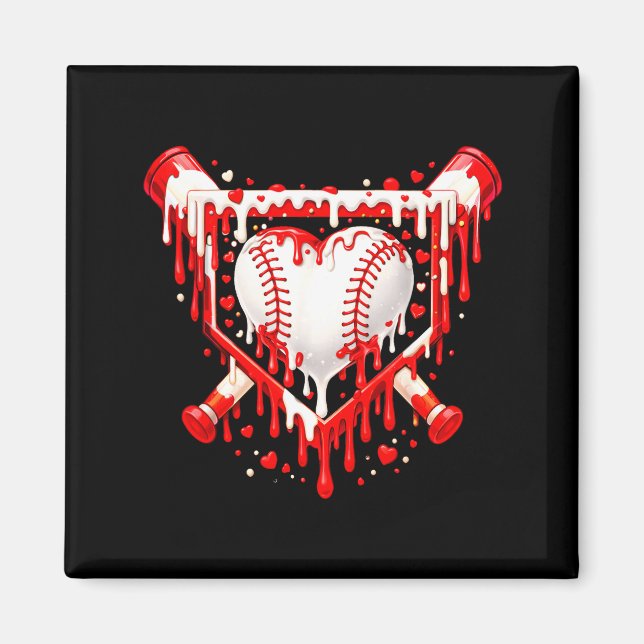 Imán Funny Heart Baseball Drip Ice Cream Valentines Day (Frente)