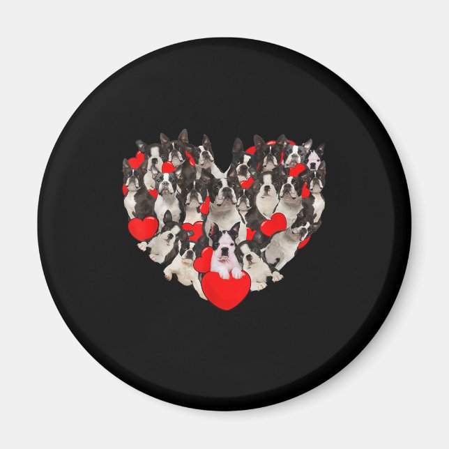 Imán Funny Heart Love Boston Terrier Valentines Day (Frente)