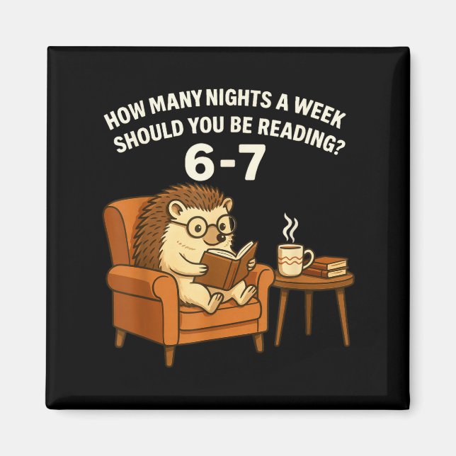Imán Funny Hedgehog Reading Book 67 Six Seven Meme  (Frente)
