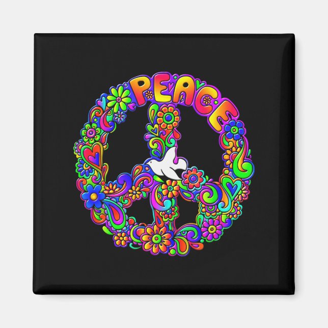 Imán Funny Hipe Flower Wer Peace Sign Tee  (Frente)