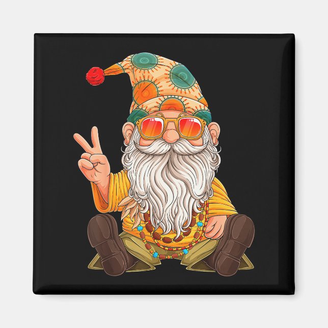 Imán Funny Hipe Gnome Peace Sign Gnomes Lovers Men Wome (Frente)