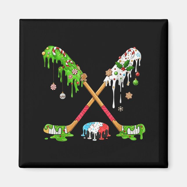 Imán Funny Hockey Holiday Candy Cane Gingerbread  (Frente)