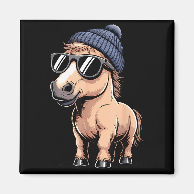 Imán Funny Horse In Retro Style - Farm Humour Ny Funny  (Frente)