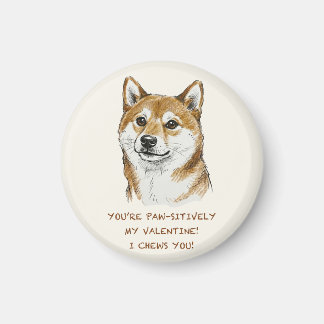 Imán Funny "I Chews You" Shiba Inu Valentine's Day Art