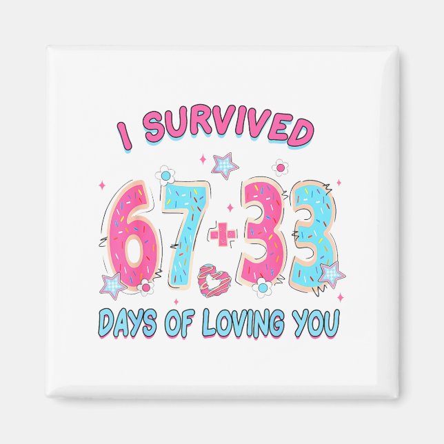 Imán Funny I Survived 67 + 33 Days Of Loving You Valent (Frente)