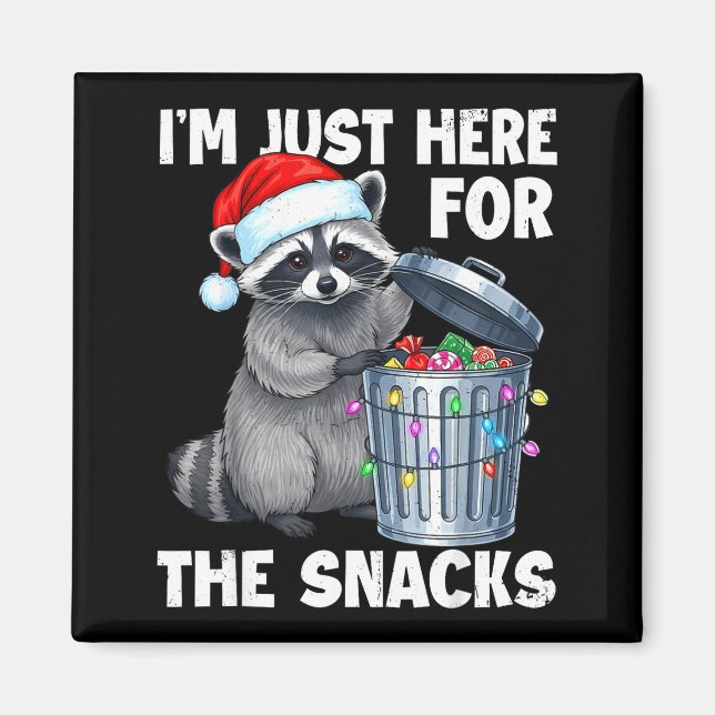 Imán Funny I'm Just Here For The Snacks Raccoon Christm (Frente)