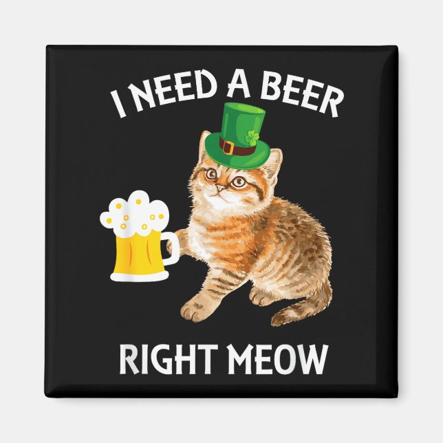 Imán Funny Irish Beer Cat St Patricks Day Drinking With (Frente)