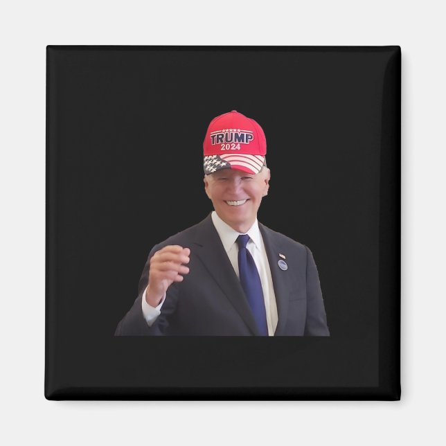 Imán Funny Joe Biden Dons Trump 2024 Cap  (Frente)
