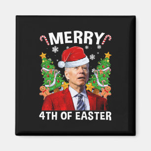 Imán Funny Joe Biden Navidades Santa Hat Merry 4 de E