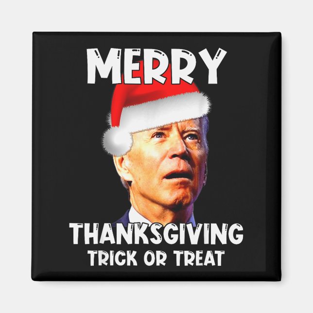 Imán Funny Joe Biden Santa Hat Merry Thanksgiving Chris (Frente)