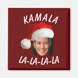 Imán Funny Kamala Harris Navidades de Santa Hat