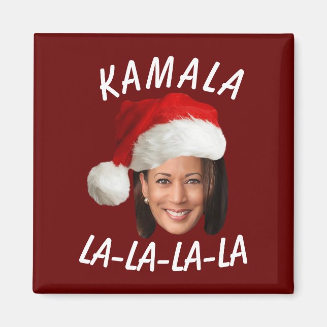 Imán Funny Kamala Harris Navidades de Santa Hat (Frente)