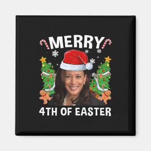 Imán Funny Kamala Harris Navidades Santa Hat Merry 4