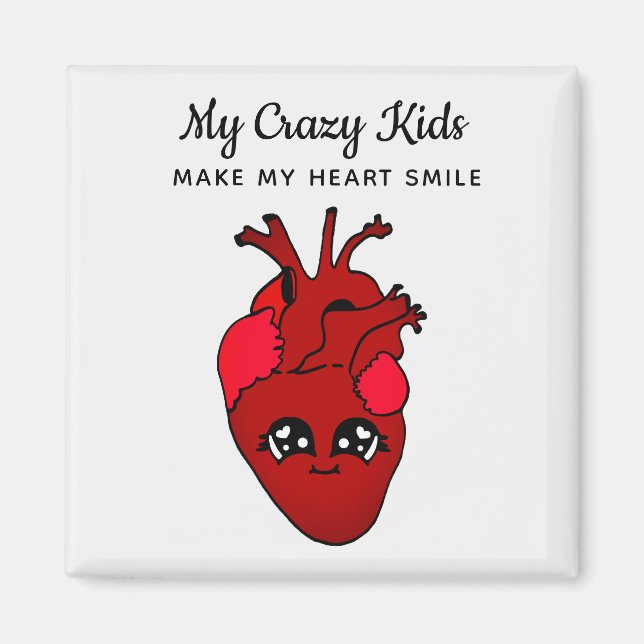 Imán Funny Kawaii Sonriente Día de San Valentín de Niño (Frente)
