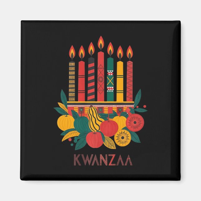 Imán Funny Kinara Siete Velas Kwanzaa Celebración 1 (Frente)