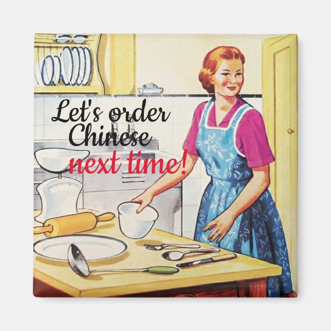 Imán Funny Kitsch's Vintage Housewives en cocina (Frente)