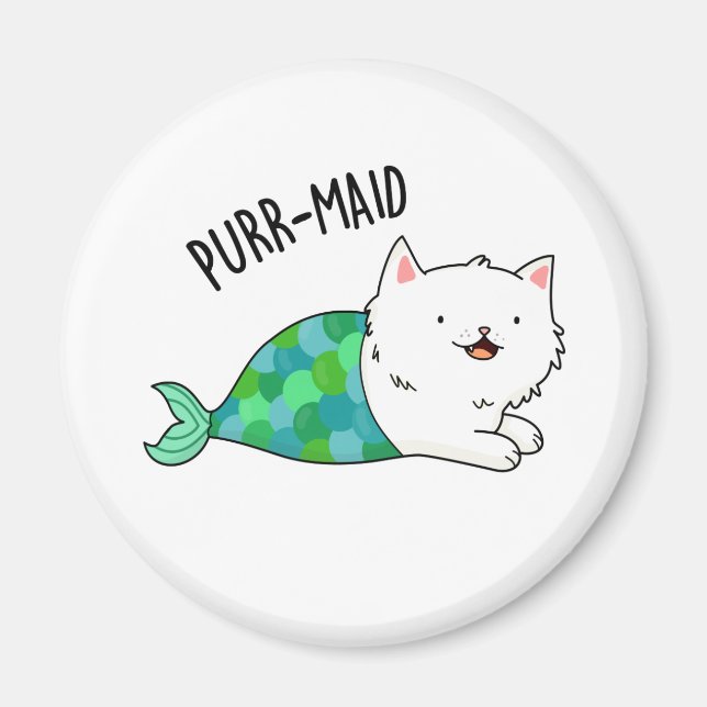 Imán Funny Kitty Cat Mermaid Pun (Frente)