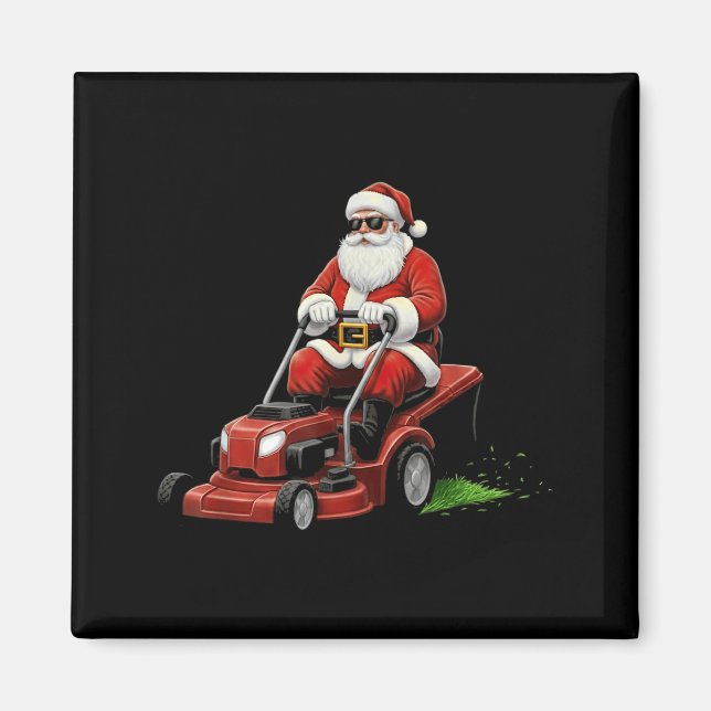 Imán Funny Lawn Mower Santa Christmas Graphic Mowing La (Frente)