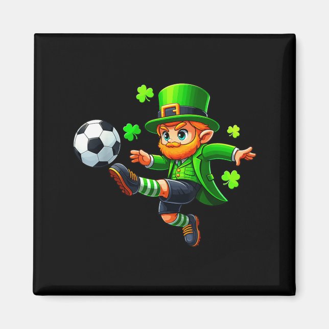 Imán Funny Leprechaun Irish Soccer St Patricks Men Boy  (Frente)