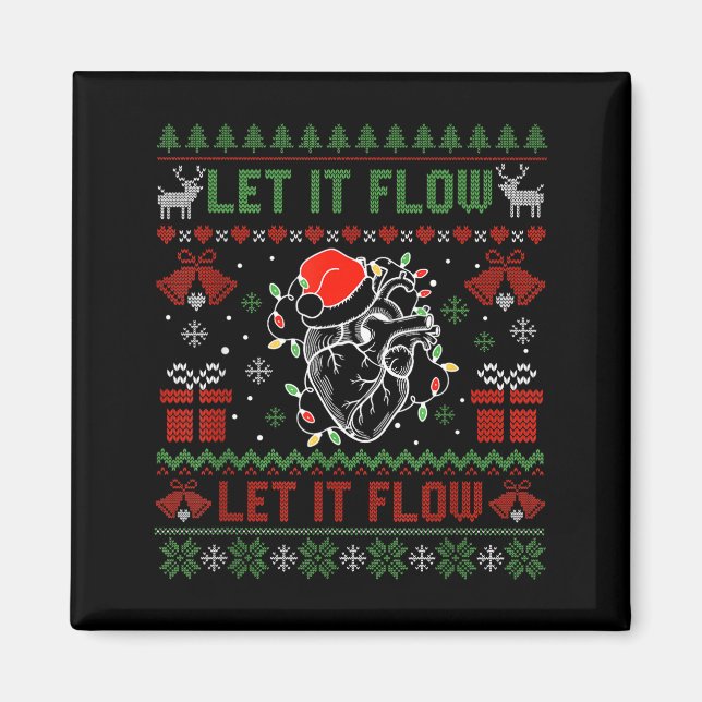 Imán Funny Let It Flow Anatomy Heart Cardiac Nurse Grou (Frente)