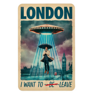 Imán Funny London Alien Abduction Retro Sci-Fi Poster
