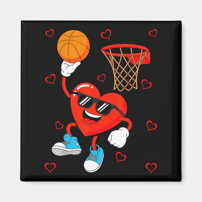 Imán Funny Love Basketball Heart Shape Happy Valentine' (Frente)