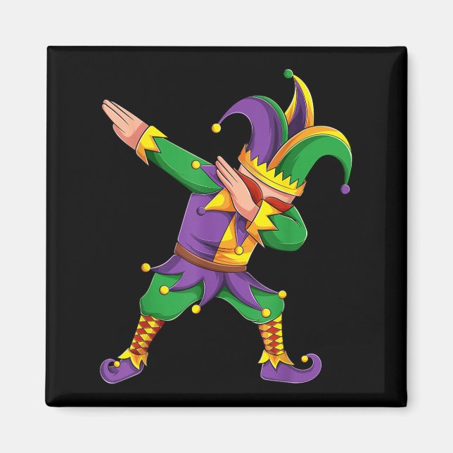Imán Funny Mardi Gras Outfit Dabbing Jester New Orleans (Frente)