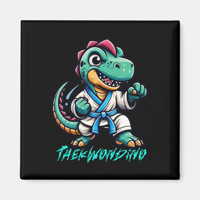 Imán Funny Martial Arts Karate Taekwondo Dino Animal Cu (Frente)