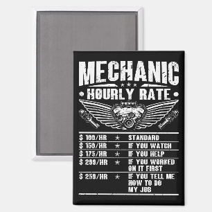 Imán Funny Mechanic Hourt Rate Auto Car Mechanic Labor