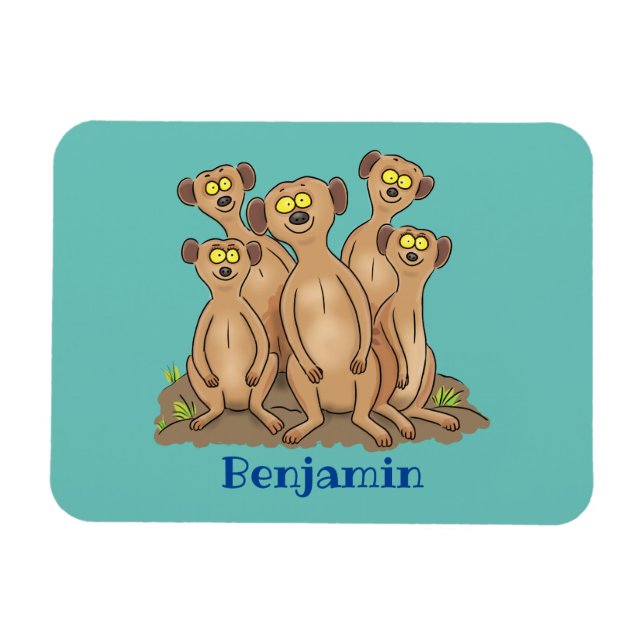 Imán Funny meerkat ilustracion personalizado familiar (Horizontal)