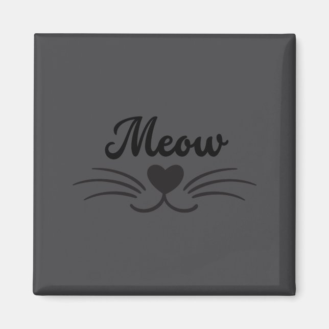 Imán Funny Meow Kitty Cat Mustache And Whisker  (Frente)