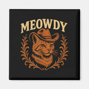 Imán Funny Meowdy Cat Cowboy Gorra Country Music Wester