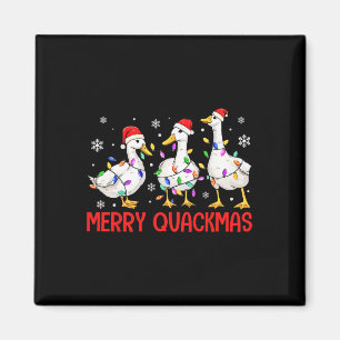Imán Funny Merry Quackmas Pato Santa Hat Navidades Lige