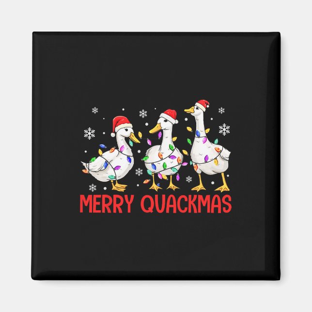 Imán Funny Merry Quackmas Pato Santa Hat Navidades Lige (Frente)