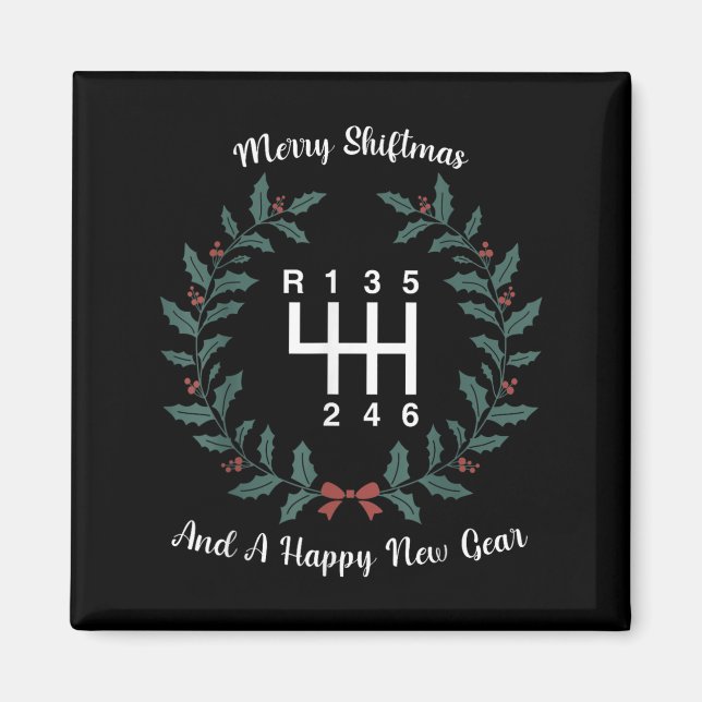 Imán Funny Merry Shiftmas And A Happy New Quote Mechani (Frente)
