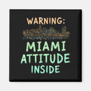 Imán Funny Miami Florida Night Skyline Vintage