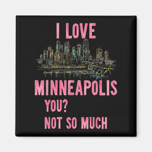 Imán Funny Minneapolis Minnesota Night Skyline Vintage