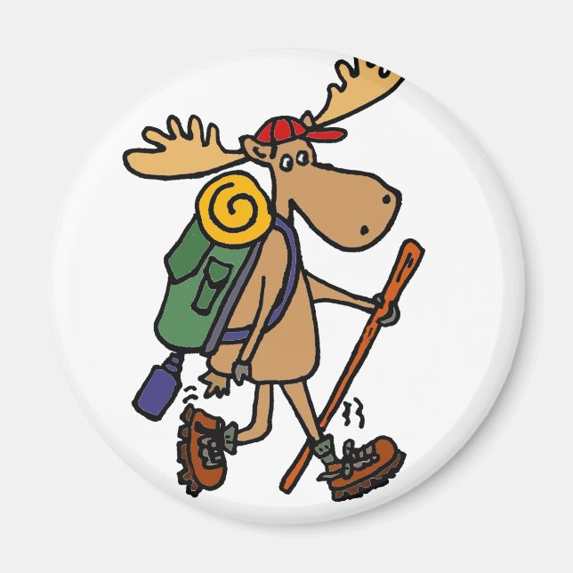 Imán Funny Moose Hiker (Frente)