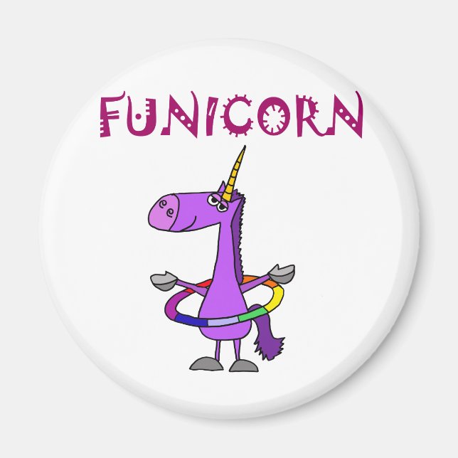 Imán Funny morado Unicornio con Hula Hoop (Frente)