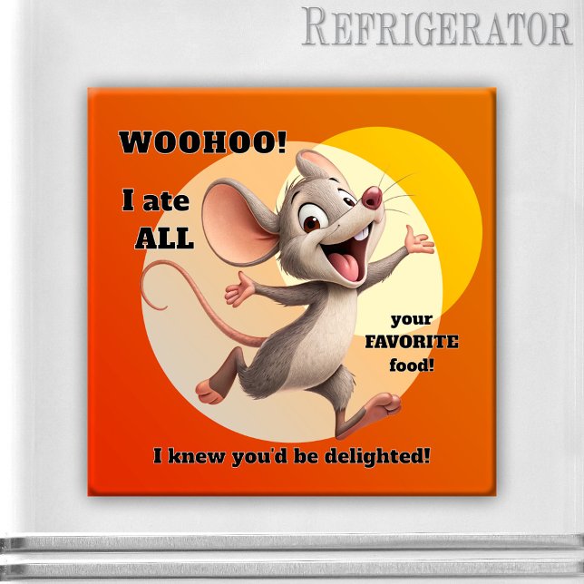 Imán Funny Mouse Diet Magnet (Colorful magnet featuring a funny mouse joking about a diet)