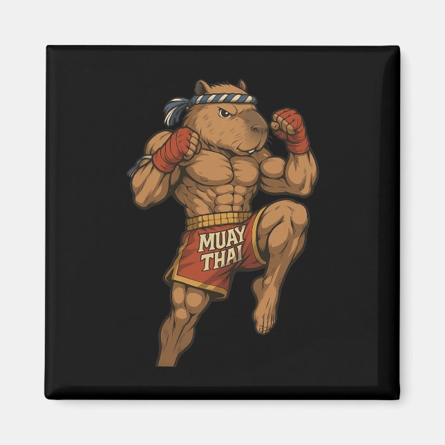 Imán Funny Muay Thai Capybara Artes marciales de boxeo  (Frente)