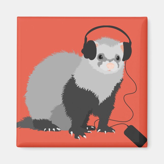 Imán Funny Music Lover Ferret (Frente)