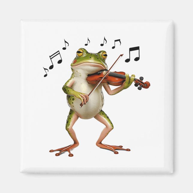 Imán Funny Musician Violinist Cute Frog Playing Violin  (Frente)