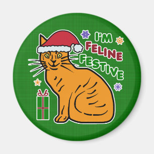 Imán Funny Navidades Cat Feline Festious Holiday Pun