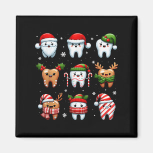 Imán Funny Navidades dentales Teeth Cute Xmas Dentista 