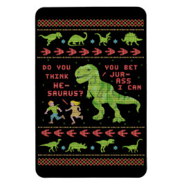 Imán Funny Navidades Rex Dinosaur Pun Humor Faux Knit